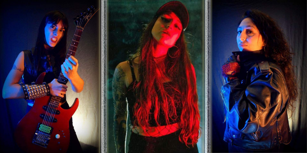 Filosa, imparables guerreras del metal Filosa. Eileen Curri, Constanza Samhain y Mayra Arrellano